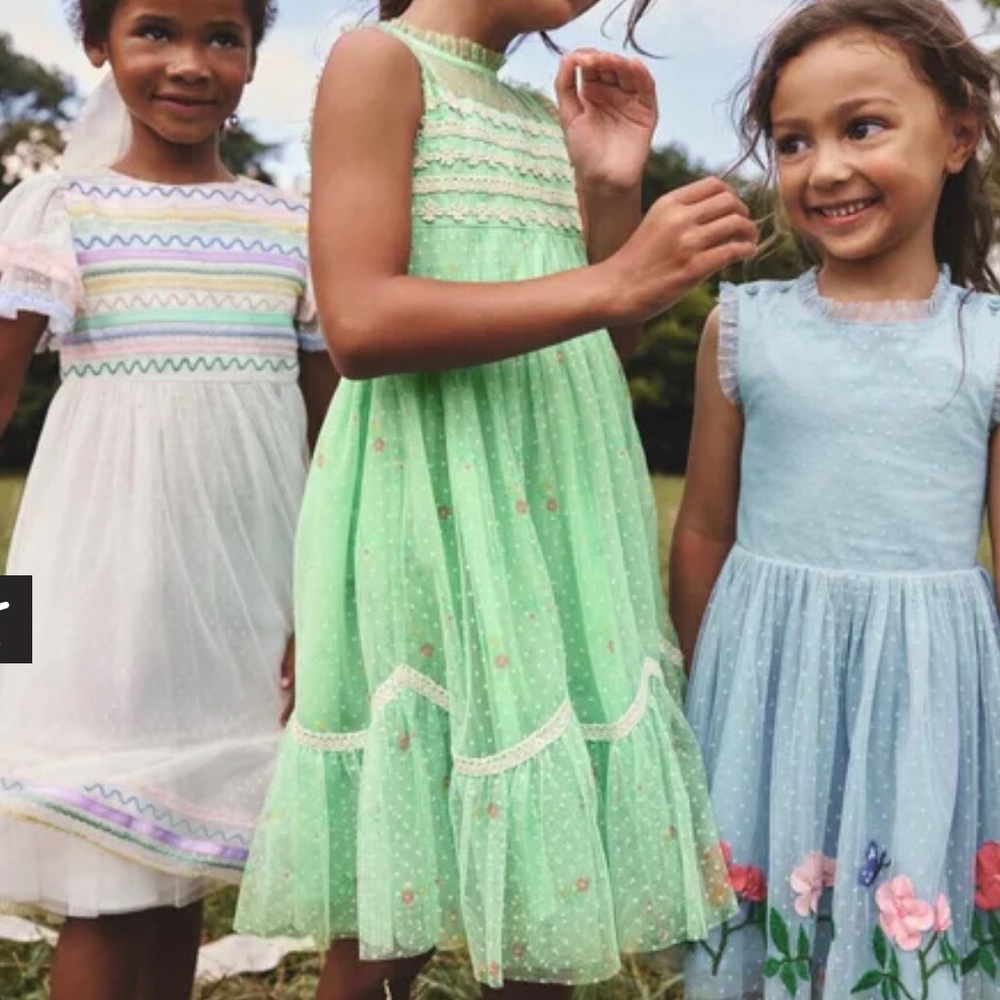 NEW Mini Boden Scallop Hem Tulle Dress in Pistachio Green 3-4 Years - Picture 2 of 8